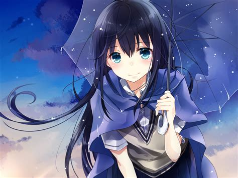 Black Haired Anime Girl Blue Eyes