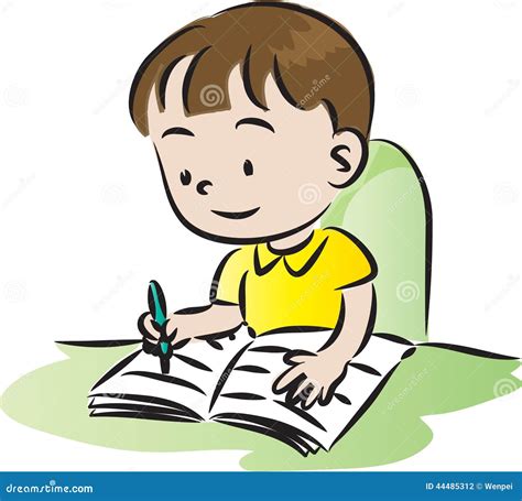 Children doing homework stock illustration. Image of writing - 44485312