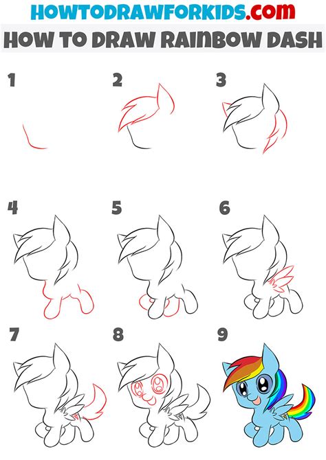 How to Draw Rainbow Dash - Easy Drawing Tutorial For Kids