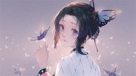 Wallpaper : anime girls, butterfly, black hair, blue eyes, Kochou ...