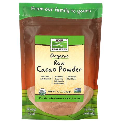 NOW Foods, Real Food, Organic Raw Cacao Powder, 12 oz (340 g)