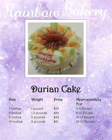 Menu of Rainbow Bakery in Calgary, AB AB T2G