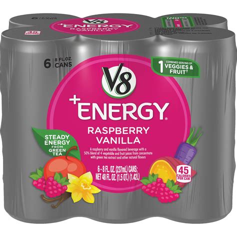 V8 +Energy, Healthy Energy Drink, Natural Energy from Tea, Raspberry ...