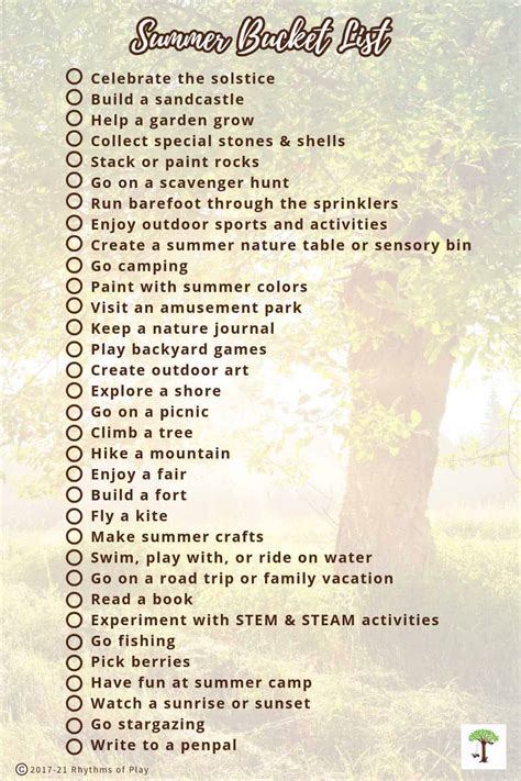 Fun Summer Activities with Printable Bucket List - Rhythms of Play