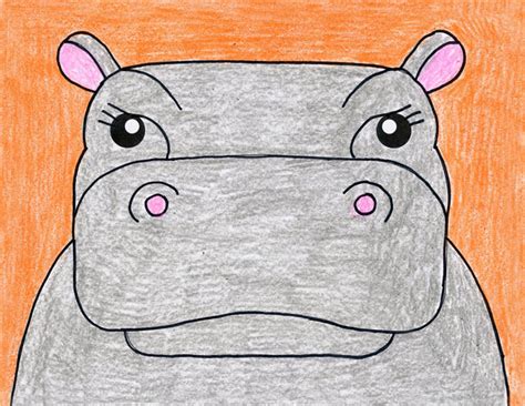 Easy How to Draw a Hippo Face Tutorial · Art Projects for Kids