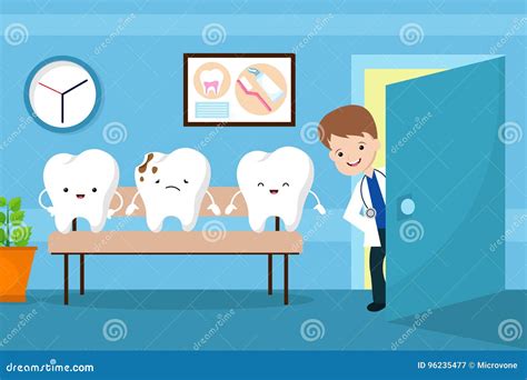 Dentist Waiting Room. Tooth And Dentist In Reception. Patient Waiting ...