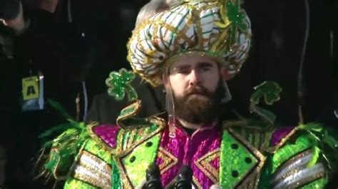 Jason Kelce Delivers Wild Speech at Super Bowl Parade Dressed as Mummer