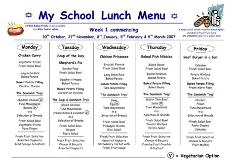 School Lunch Menu | Template Business