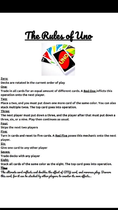 Printable Rules For Uno Flip