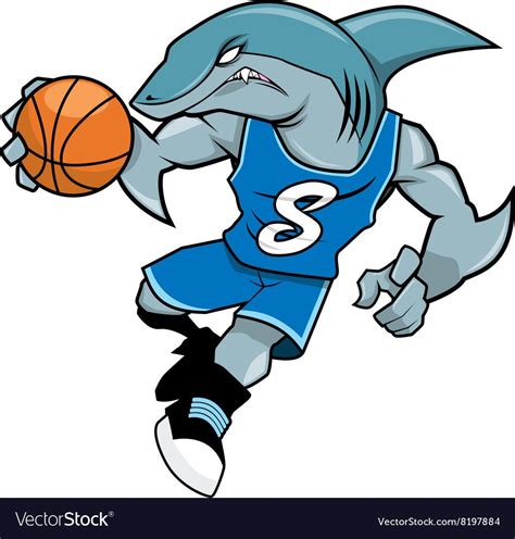 Basket ball mascot blue shark vector image on VectorStock | Soccer ...