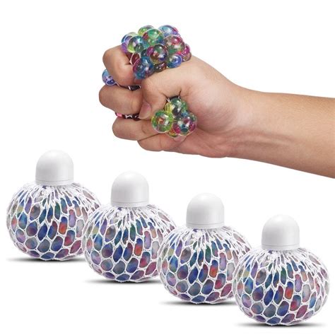 12 Pcs Fun Mesh Squishy Ball Anti Stress Balls Rubber Multi Color Vent ...