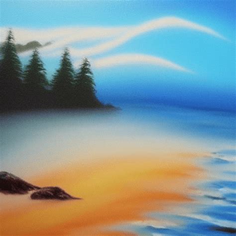 Bob Ross Seascape Graphic · Creative Fabrica