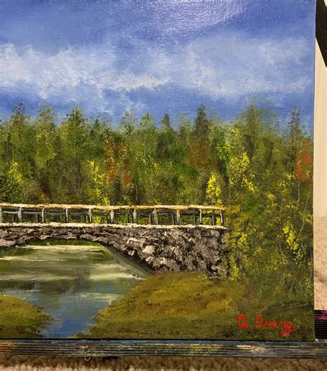 Original Autumn Bridge Oil Painting Canvas Panel Fall Birch | Etsy