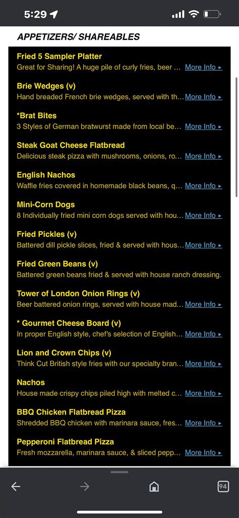 Menu at The Lion & Crown pub & bar, Addison