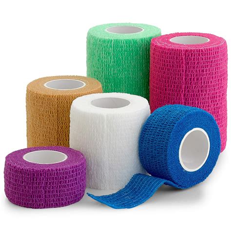 6 Pack, Self Adherent Cohesive Tape - 1" 2" 3" x 5 Yards Combo Pack ...