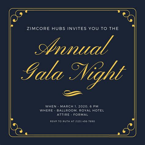 Invitation To Gala Dinner Template