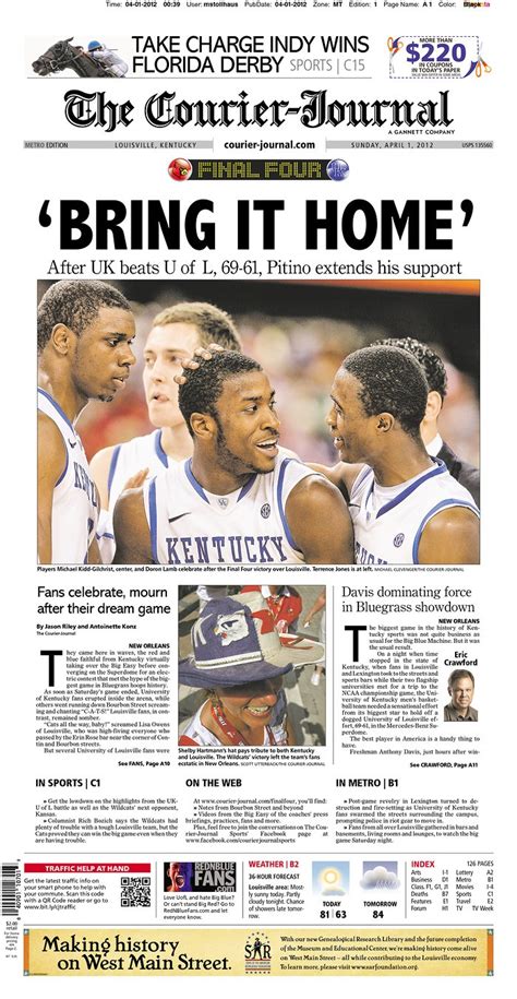 Louisville Courier-Journal -- Louisville, KY 4/1/2012 Even though I was ...