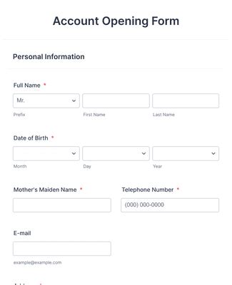 Account Opening Form Template | Jotform