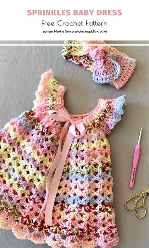 Pastel Rainbow Baby Crochet Dress Free Patterns | Crochet baby dress ...