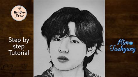 How to draw BTS V step by step | Kim Taehyung Pencil Sketch | Drawing ...