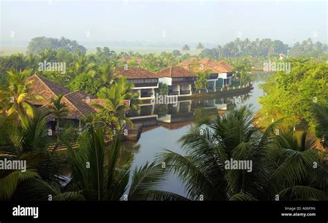 India Kerala Kottayam Windsor Castle Hotel Lake Village panoramic Stock ...