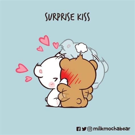 Milk mocha bear Milk & Mocha, Surprise Kiss, Hug Illustration ...