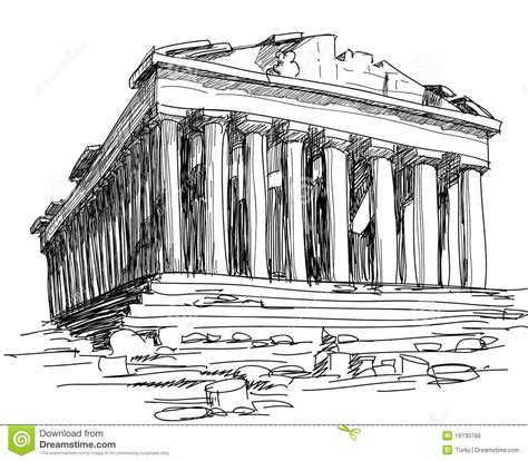 sketch doodle sky painting watercolor croquis parthenon partenon grece ...