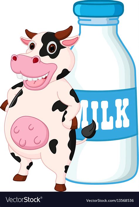 Cow Drinking Milk Cartoon