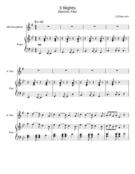 3_Nights – Dominic Fike Sheet music for Piano, Saxophone alto (Mixed ...