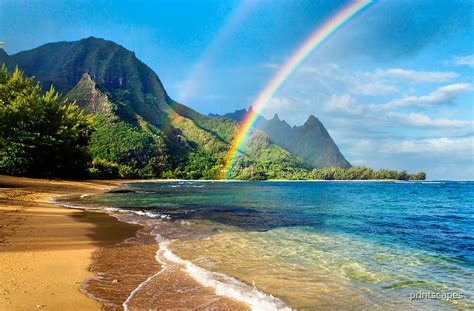 "Rainbow at Tunnels Beach Hawaii" by printscapes | Redbubble