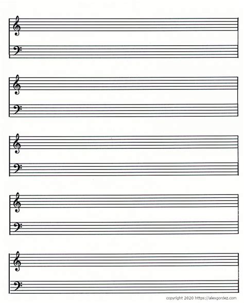 Alex Gordez Guitarist | Blank Printable Treble And Bass Clef Sheet ...