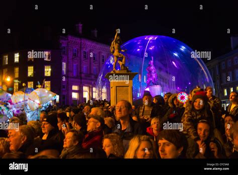 Durham Lumiere Festival, Market Place, County Durham, England Stock ...