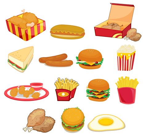 Junk food on white 416910 Vector Art at Vecteezy