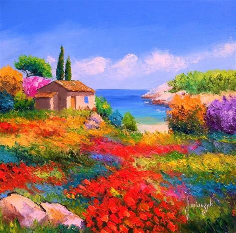 Images Art Peintures: Paysages avec des fleurs, Peintures décoratives ...