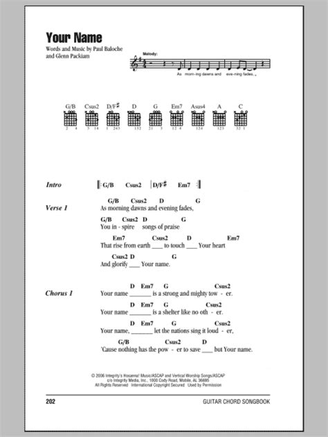 Your Name (Guitar Chords/Lyrics) - Print Sheet Music Now