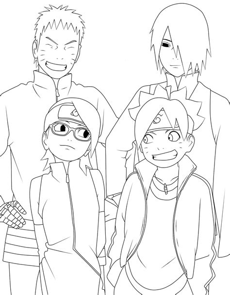 Boruto, Naruto, Sadara e Sasuke se Divertem para colorir, imprimir e ...