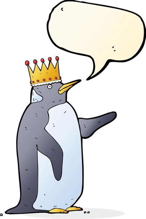 cartoon penguin wearing crown with speech bubble 12309382 Vector Art at ...