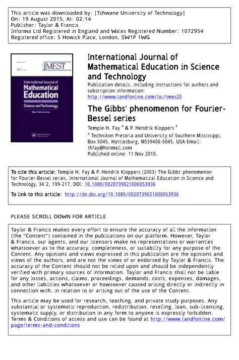 (PDF) The Gibbs' phenomenon for Fourier-Bessel series