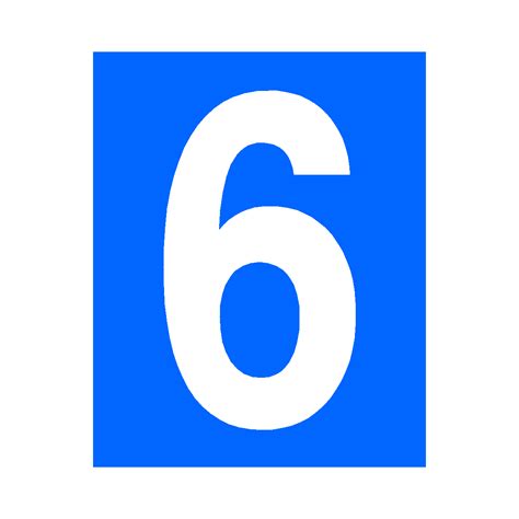 Blue Number 6 Sticker | Safety-Label.co.uk