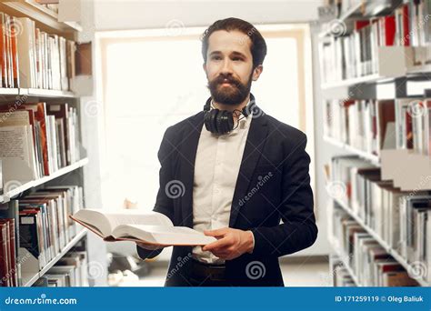 Handsome Guy Study at the Library Stock Image - Image of paper, book ...