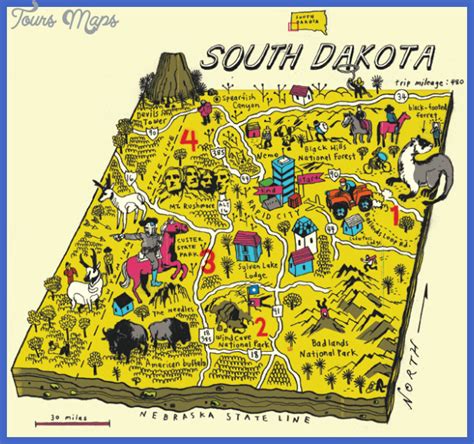 South Dakota Map Tourist Attractions - ToursMaps.com