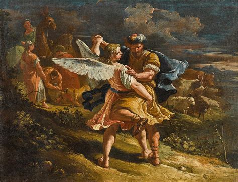 Jacob Wrestling with the Angel Painting by Francesco Fontebasso - Fine ...