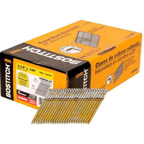 Bostitch 2-3/8" x .120 Ring Shank 28 Degree Framing Nails, Galvanized ...