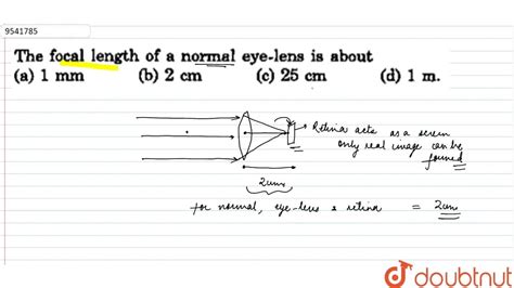 The focal length of a normal eye lens is about