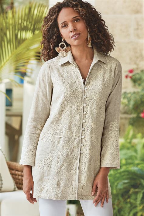 Soft Surroundings Women Kamal Tunic - Natural, 1X (18-20) | Women tunic ...