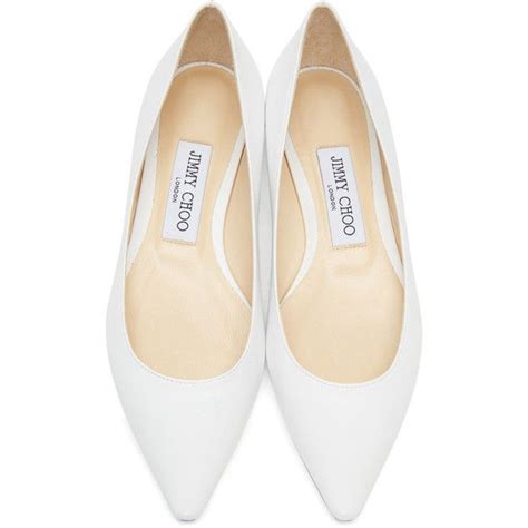 Jimmy Choo White Leather Romy Ballerina Flats (12,125 HNL) liked on ...