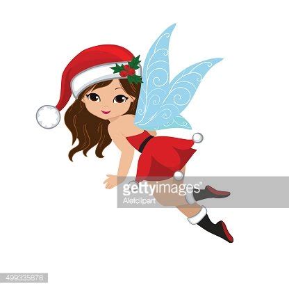 Illustration Winter Christmas Fairy In Flight Isolated On White ...