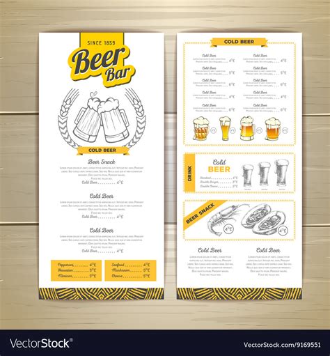 Beer bar menu design Royalty Free Vector Image