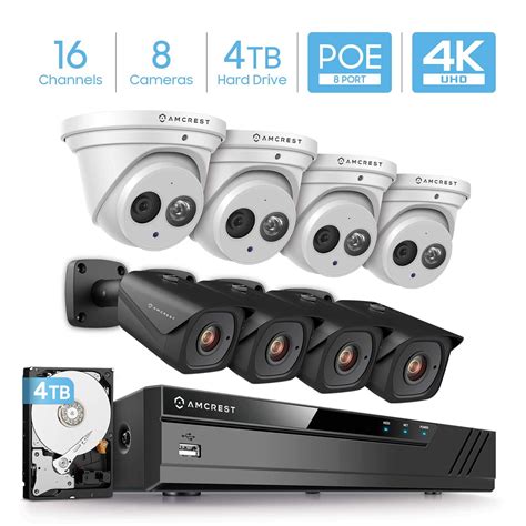 Amcrest 4K Security Camera System w/ 4K 16CH (8-Port PoE) NVR, (8) x 4K ...