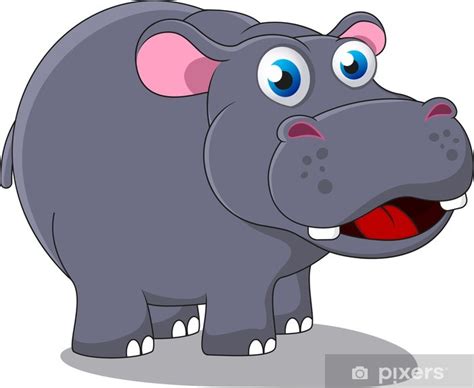 Wall Mural Illustration Of Hippo Cartoon - PIXERS.HK